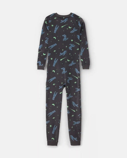 Boys 1-Piece Star Space DreamPlush Snug Fit Pajama - Black