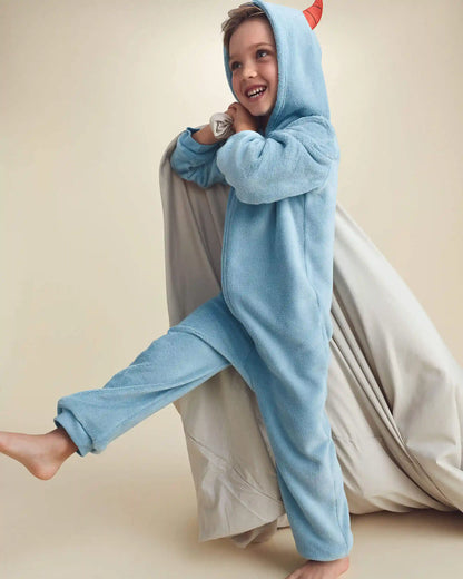 Boys 1-Piece Monster Halloween Fleece Pajama Costume - Blue