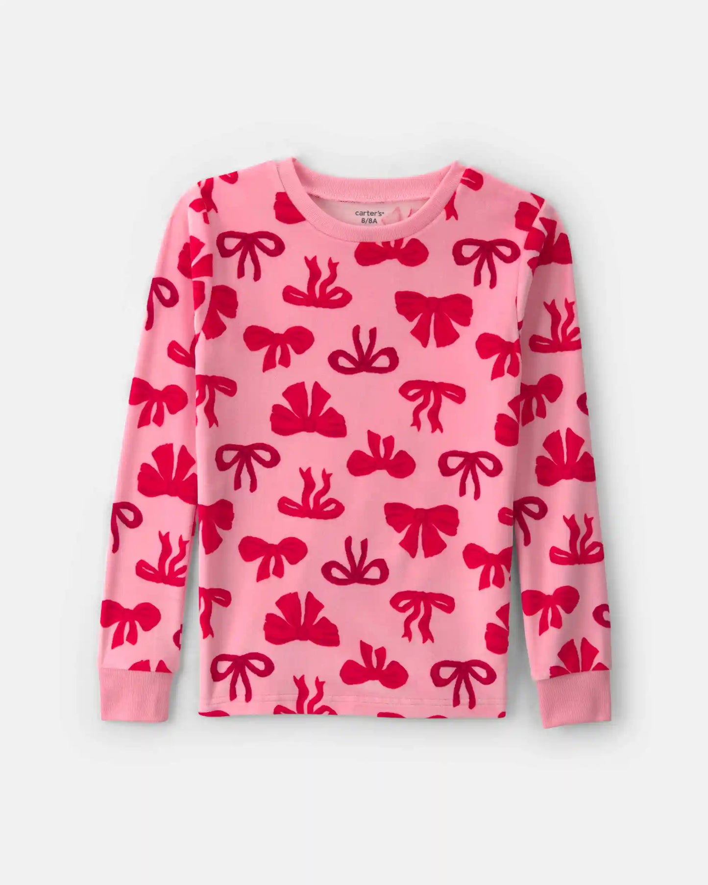 Girls 2-Piece Bows DreamPlush Snug Fit Pajama Set - Pink