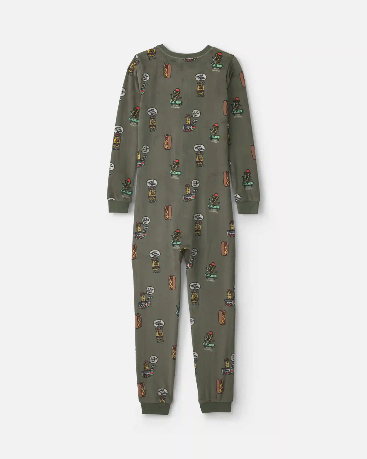 Boys 1-Piece Silly Food DreamPlush Snug Fit Pajama - Olive Green