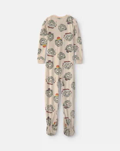 Boys 1-Piece Bears DreamPlush Snug Fit Footed Pajama - Tan