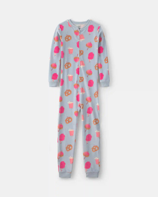 Girls 1-Piece Festival Treats DreamPlush Snug Fit Pajama - Blue