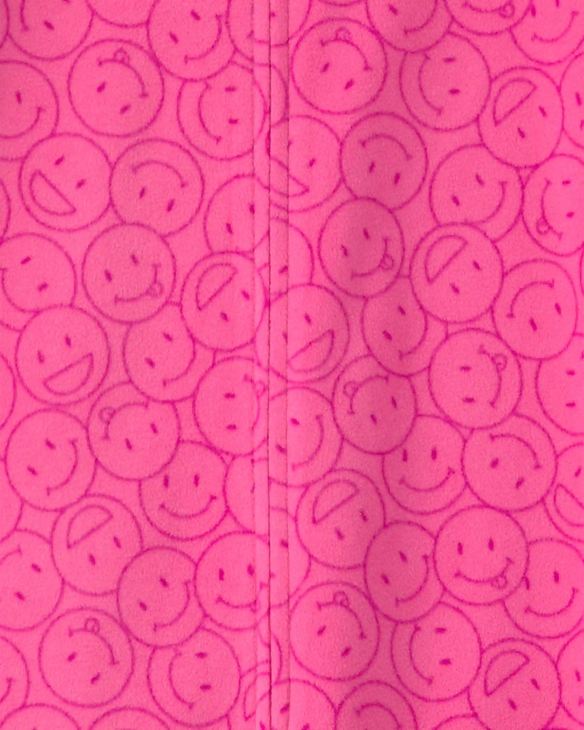 Girls 1-Piece Smiley Faces Fleece Loose Fit Pajama - Pink