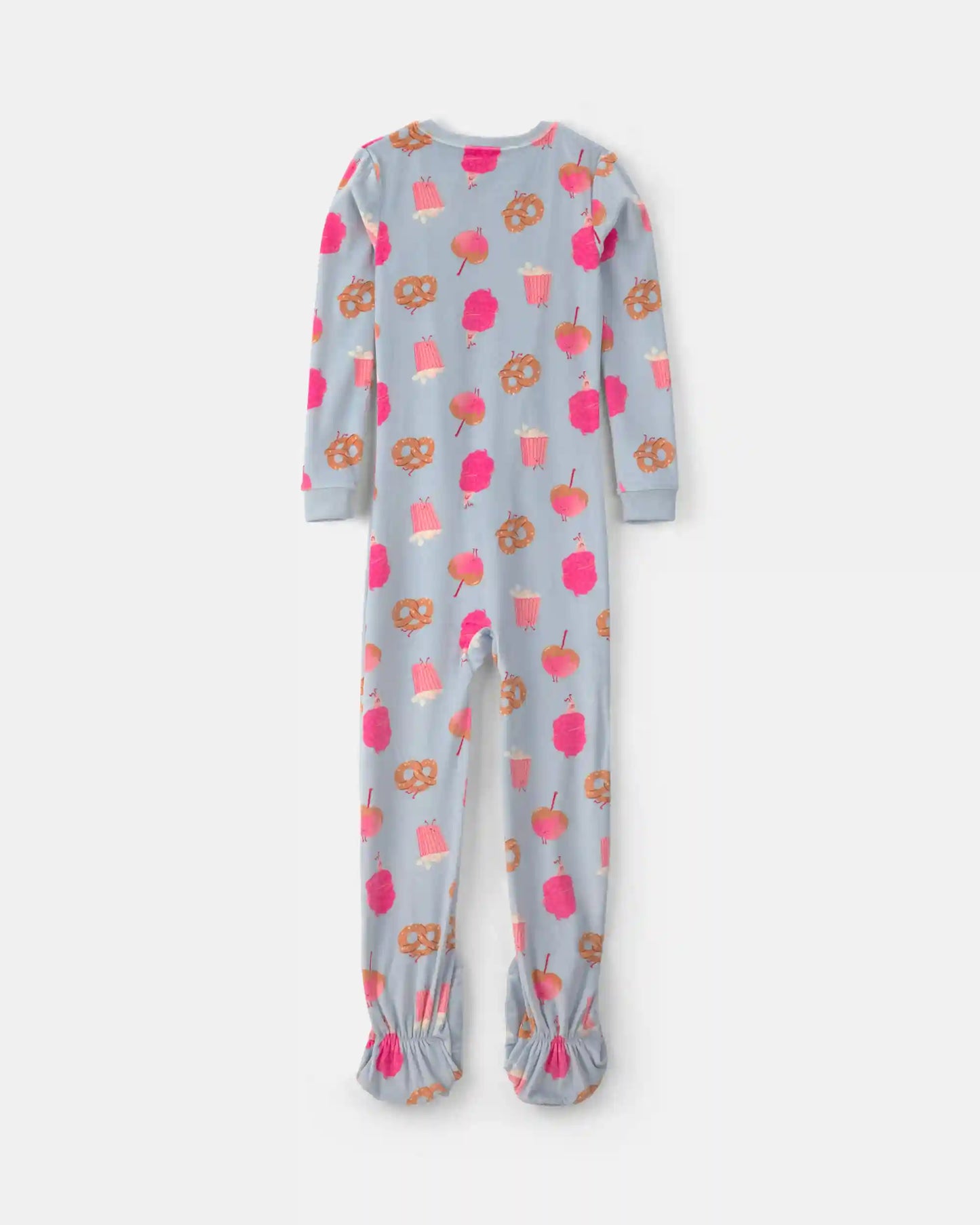 Girls 1-Piece Festival Treats DreamPlush Snug Fit Footed Pajama - Blue/Pink