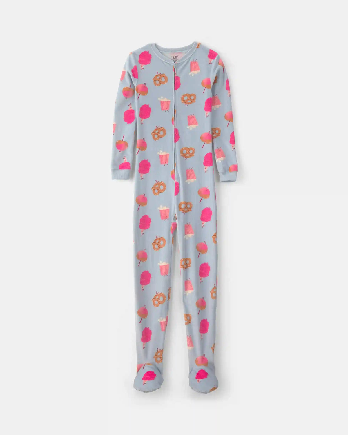 Girls 1-Piece Festival Treats DreamPlush Snug Fit Footed Pajama - Blue/Pink