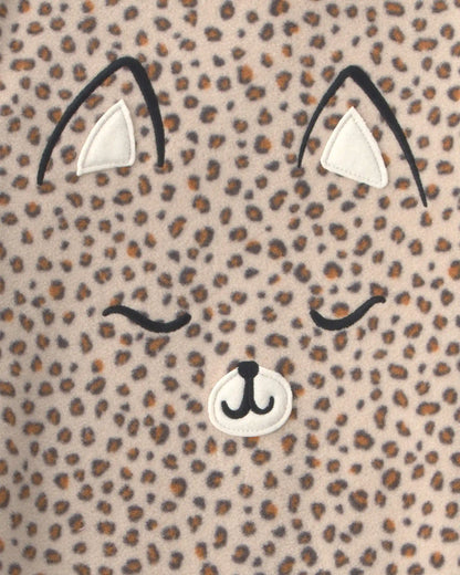 Girls Leopard Fleece Loose Fit Night Gown - Brown