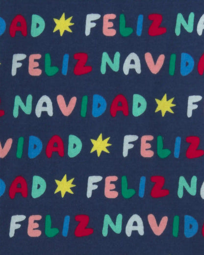 Kids 2-Piece 'Feliz Navidad' Christmas 100% Cotton Snug Fit Pajama Set - Navy Blue