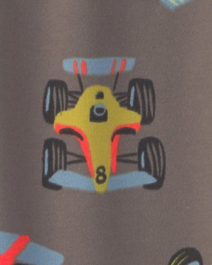Boys 2-Piece Race Car Fleece Loose Fit Pajama Set - Grey/Green