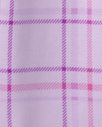 Girls 2-Piece 'Snow Day' Plaid Fleece Loose Fit Pajama Set - Purple