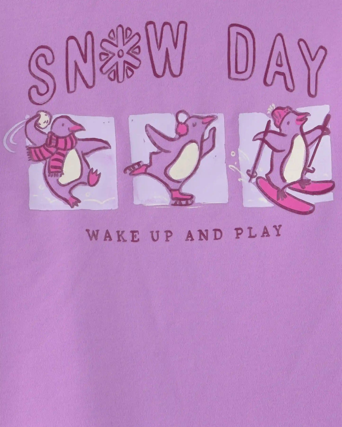 Girls 2-Piece 'Snow Day' Plaid Fleece Loose Fit Pajama Set - Purple