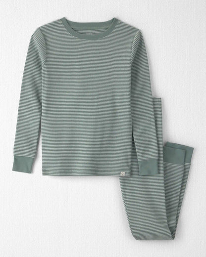 Kids 2-Piece Organic Cotton Ribbed Pajamas in Stripes