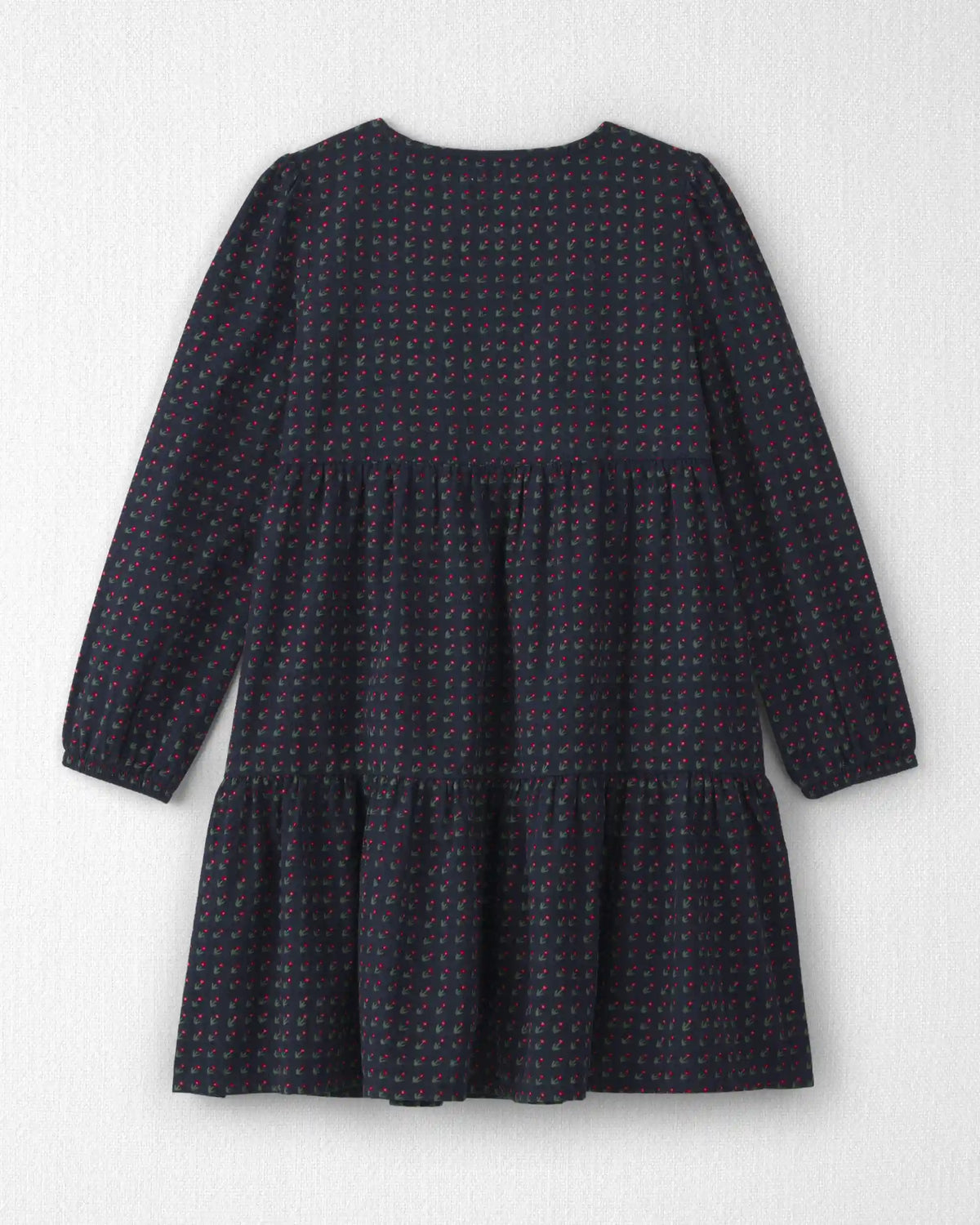Girls Organic Cotton Dobby Dress in Navy Floral