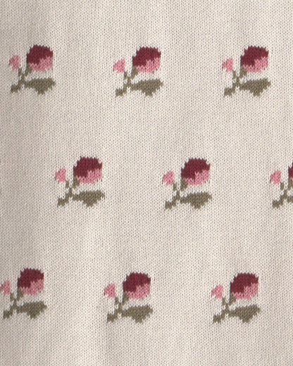 Girls Organic Cotton Sweater Knit Pullover in Wildflower Maize