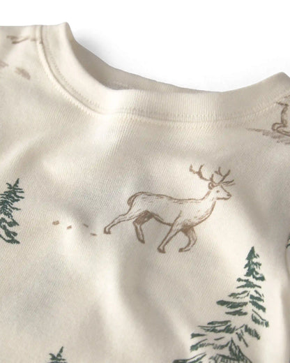 Kids 2-Piece Organic Cotton Pajamas in Reindeer Forest