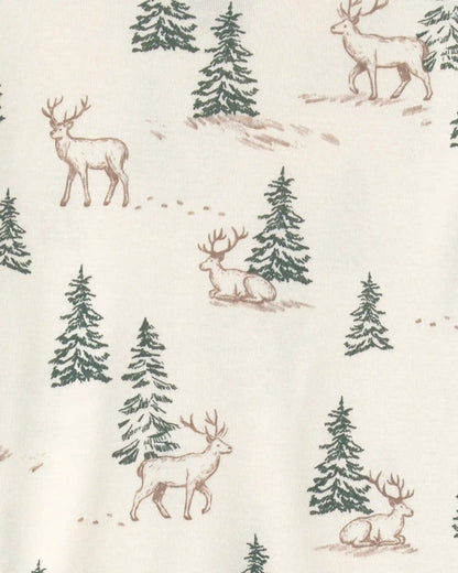 Kids 2-Piece Organic Cotton Pajamas in Reindeer Forest