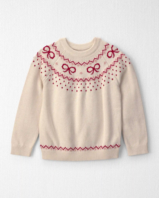 Girls Organic Cotton Fair Isle Sweater Knit Pullover