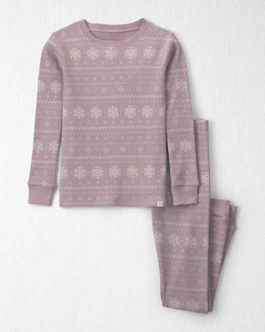 Girls 2-Piece Fair Isle Waffle Knit Pajamas Made with Organic Cotton