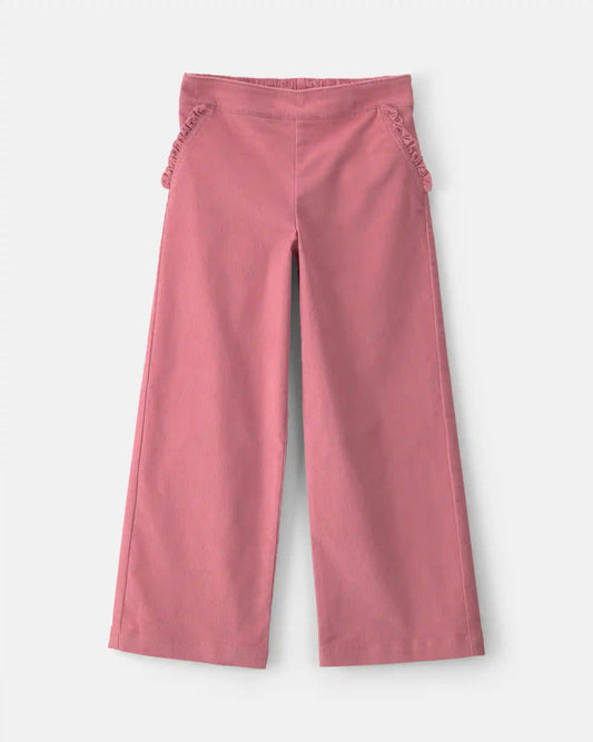 Girls Corduroy Wide-Leg Pants - Pink