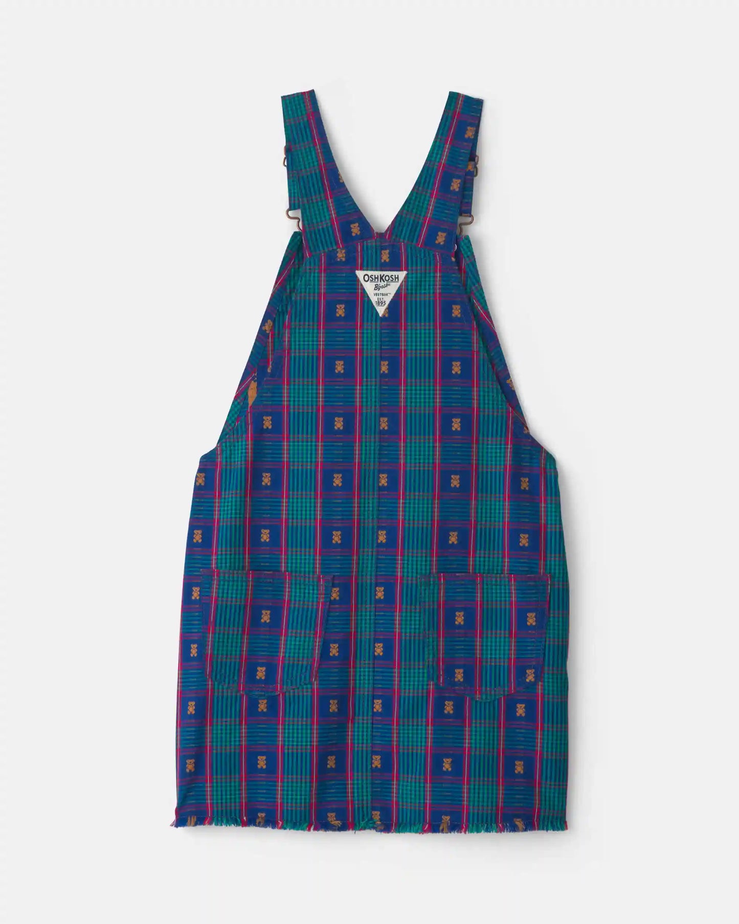 Girls Bear Plaid Skirtall - Navy Blue