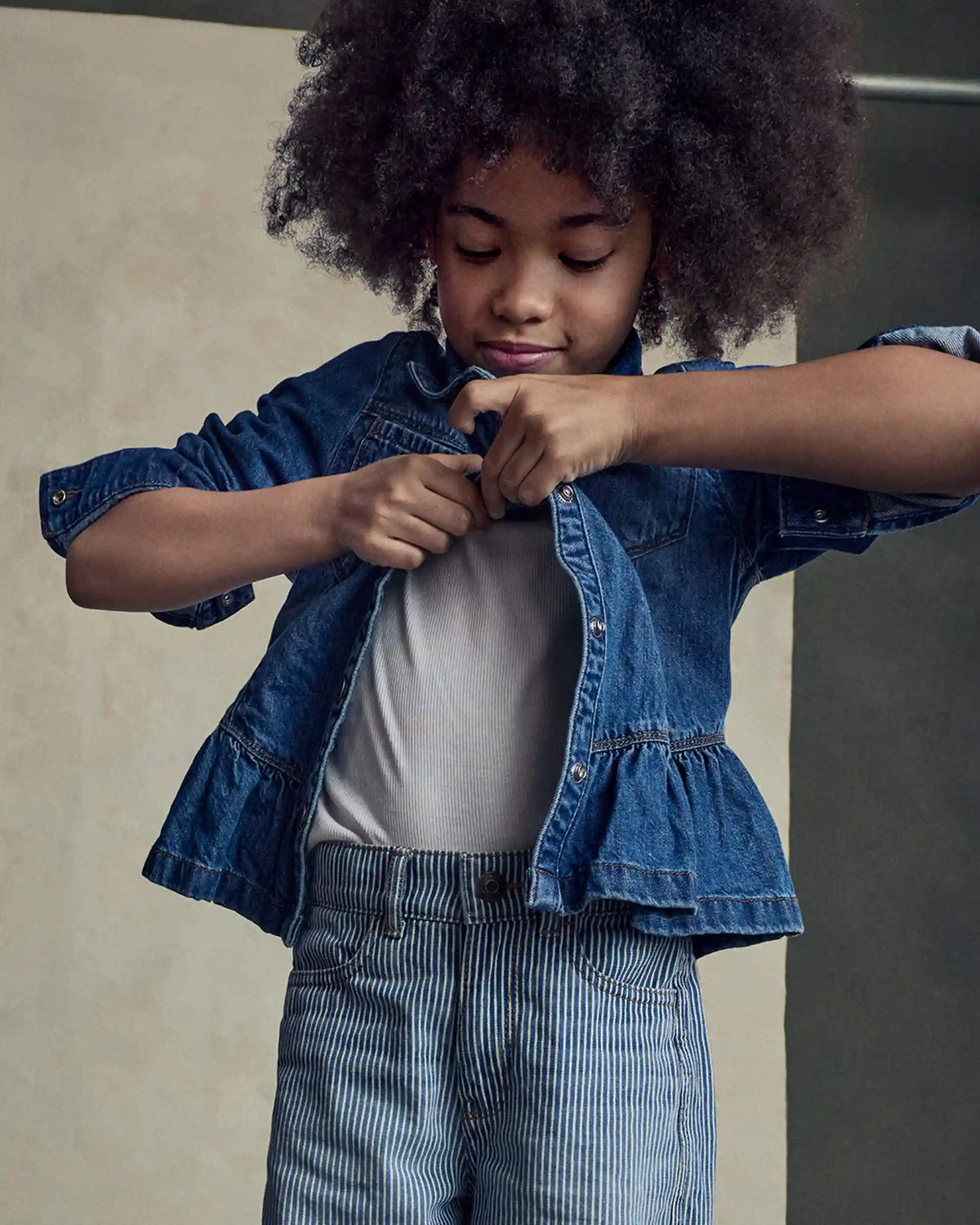 Girls Denim Long-Sleeve Top - Medium Wash