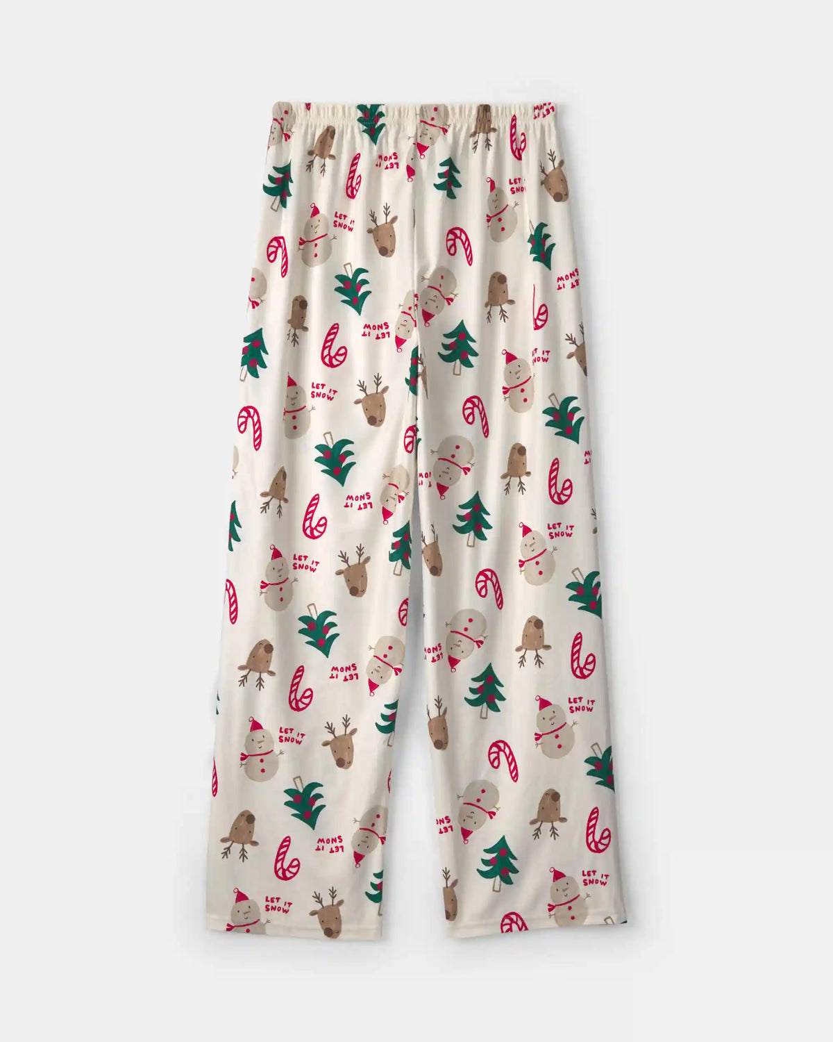 Adult Christmas Icon Fleece Loose Fit Pajama Bottoms - Cream