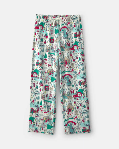 Adult Christmas Scavenger Hunt Fleece Loose Fit Pajama Bottoms