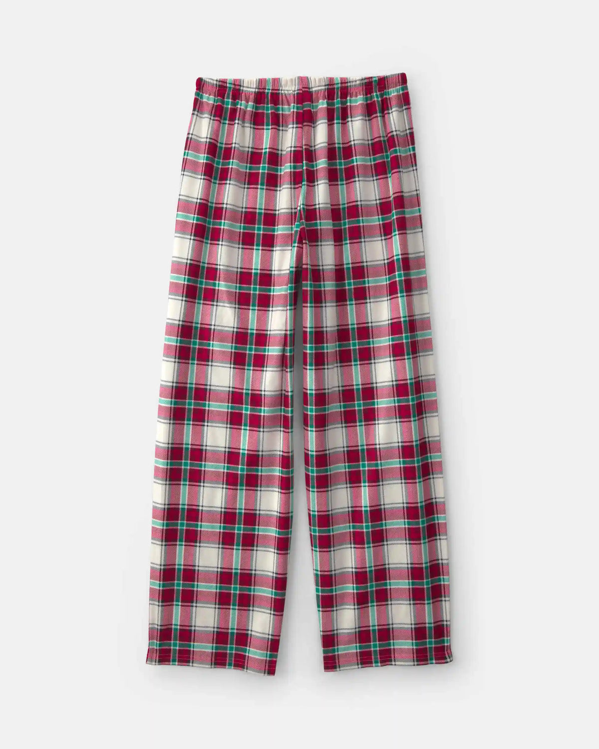 Adult Christmas Plaid Fleece Loose Fit Pajama Bottoms - Red/Green