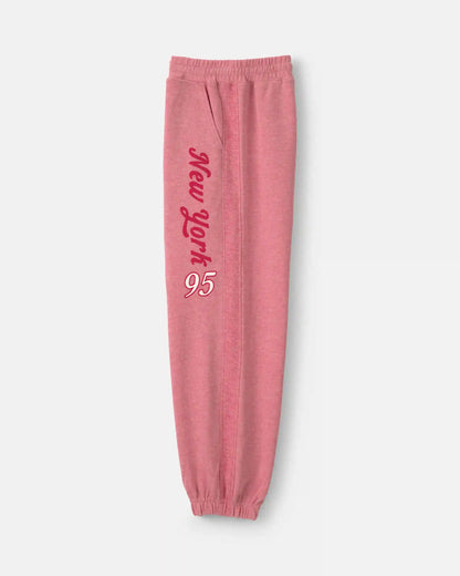Girls 'New York' French Terry Joggers - Pink/Red