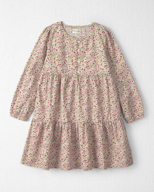 Girls Organic Cotton Dobby Dress in Floral