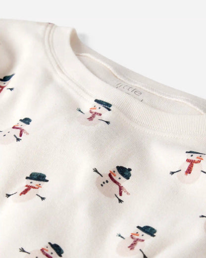 Kids 2-Piece Organic Cotton Pajamas in Snowman Print