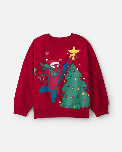 Boys ©Marvel Spider-Man Christmas Pullover Sweatshirt - Red