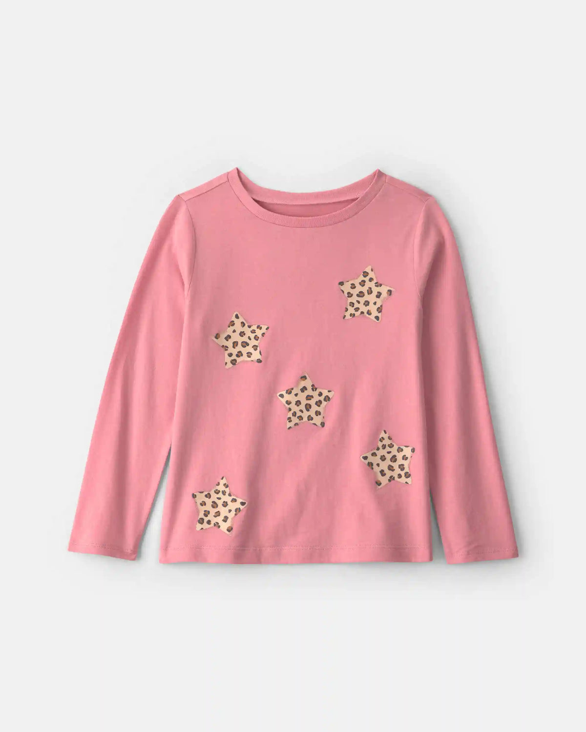 Girls Cheetah Star Long-Sleeve Graphic Tee - Pink