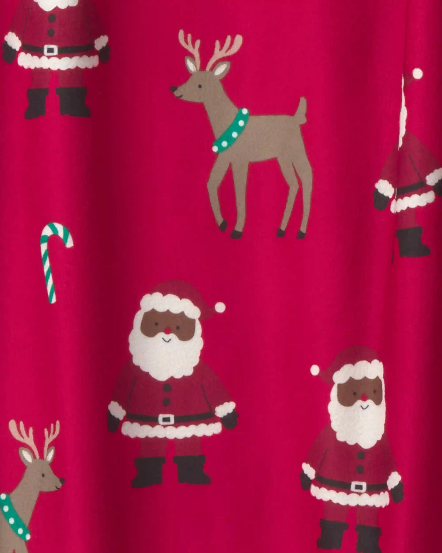 Adult Brown Santa Christmas Fleece Loose Fit Pajama Bottoms - Red