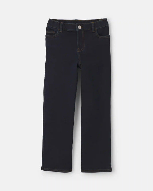 Boys Fleece-Lined Relaxed Jeans - Dark Wash