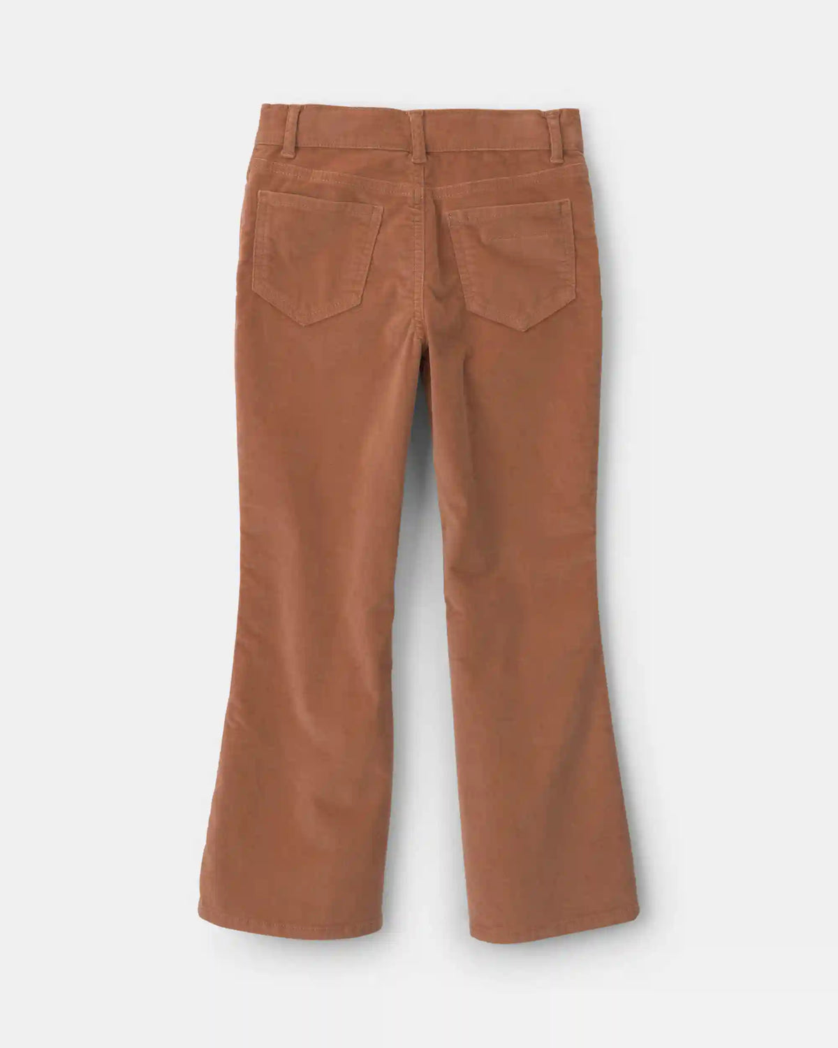 Girls Floral Embroidered Corduroy Flare Pants - Brown