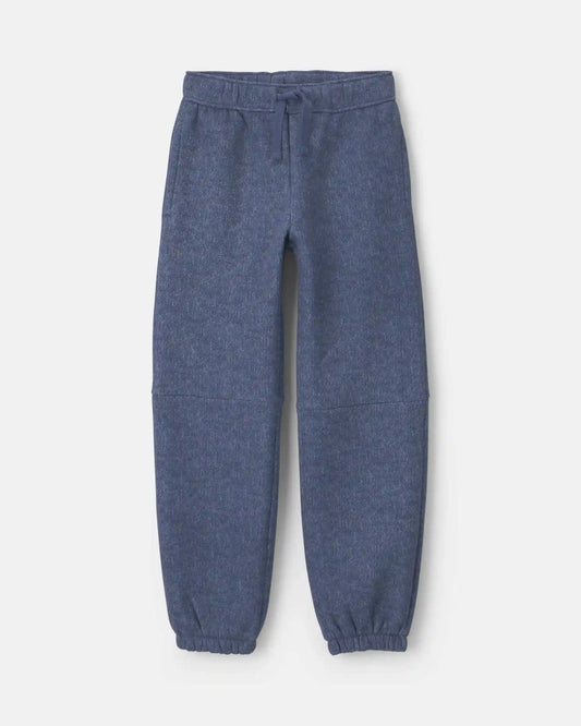 Girls Chambray Fleece Joggers - Medium Wash