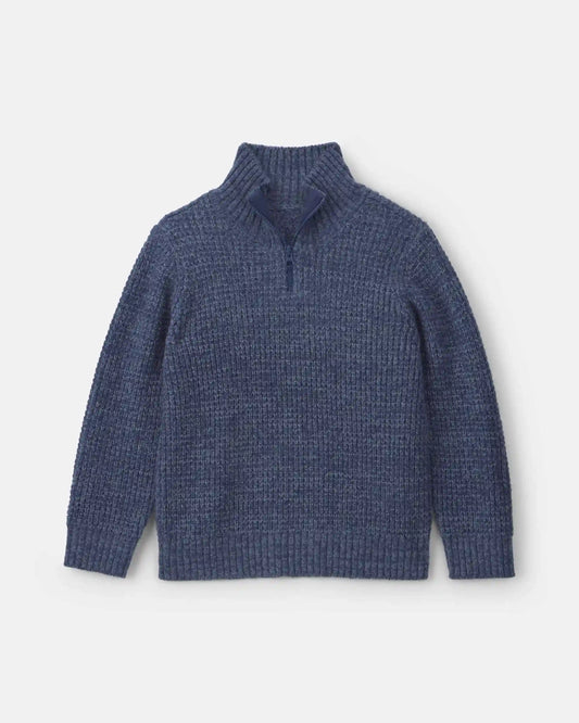 Boys Quarter-Zip Sweater - Navy Blue