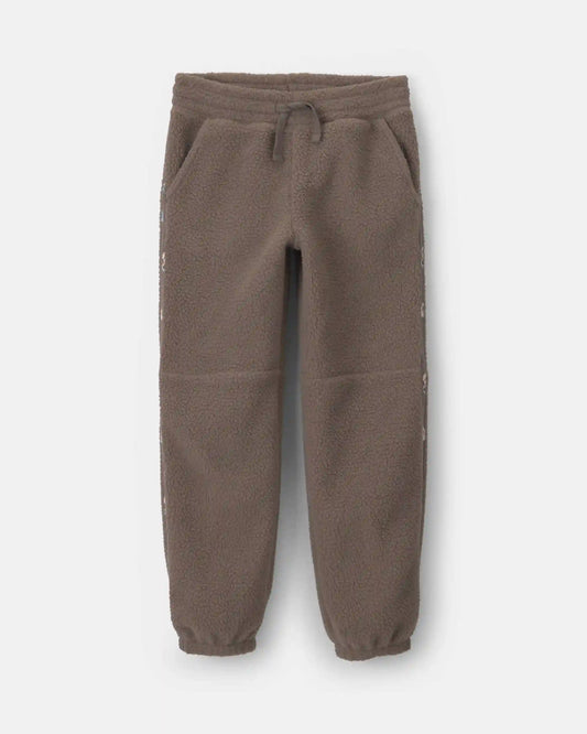 Girls Floral Fleece Joggers - Brown