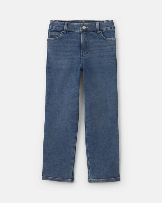 Boys Fleece-Lined Relaxed Jeans - Dark Wash