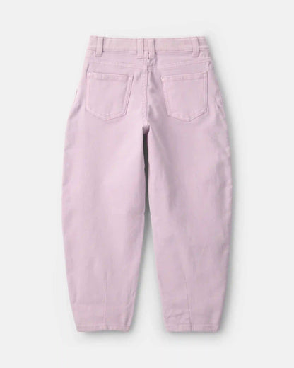 Girls Teddy Fleece Denim Barrel Jeans - Purple