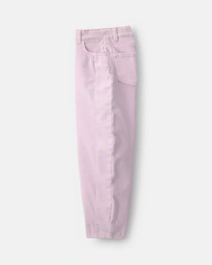 Girls Teddy Fleece Denim Barrel Jeans - Purple