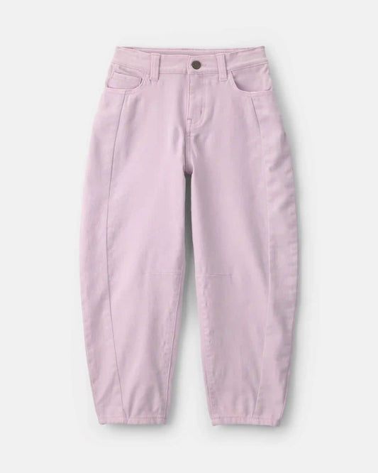 Girls Teddy Fleece Denim Barrel Jeans - Purple
