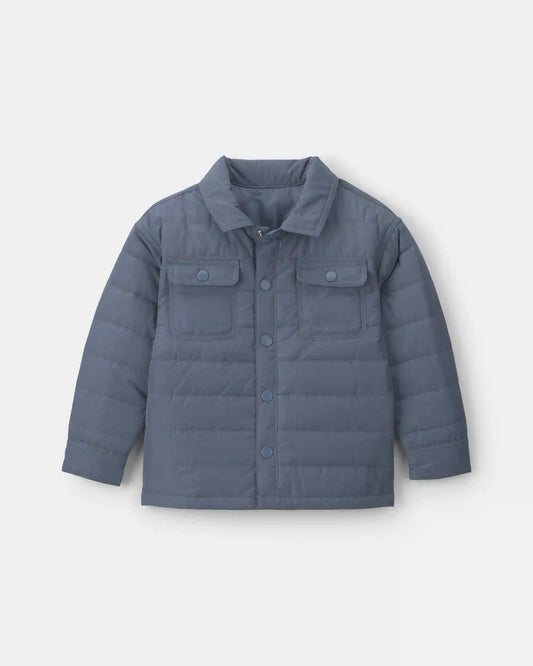 Boys Collared Puffer Jacket - Blue