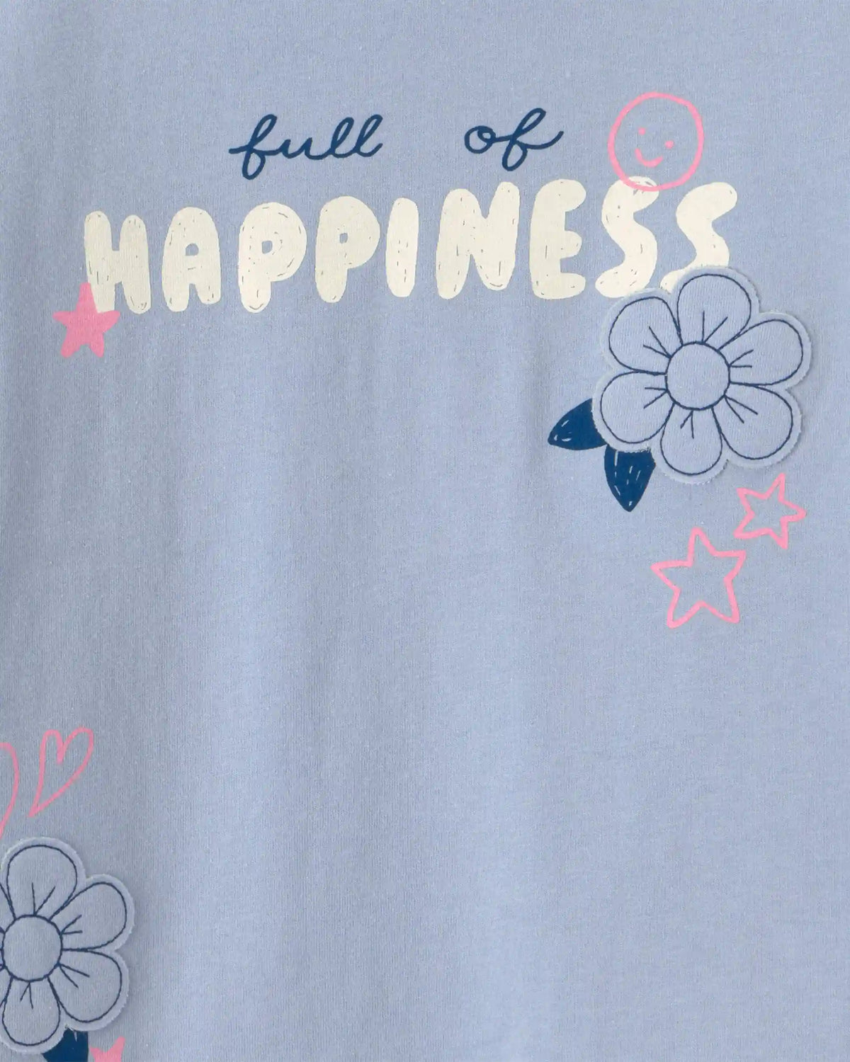 Girls 'Full of Happiness' Flower Long-Sleeve Top - Blue