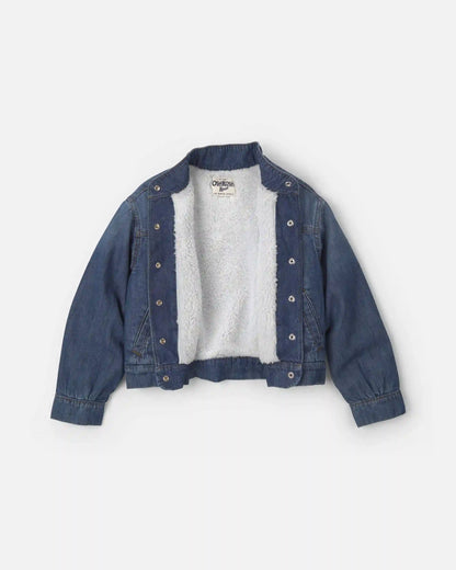 Girls Teddy Fleece-Lined Denim Jacket - Dark Wash