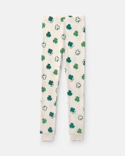 Kids St Patrick's Day Cotton Snug Fit 2-Piece Pajama Set - Green/Cream