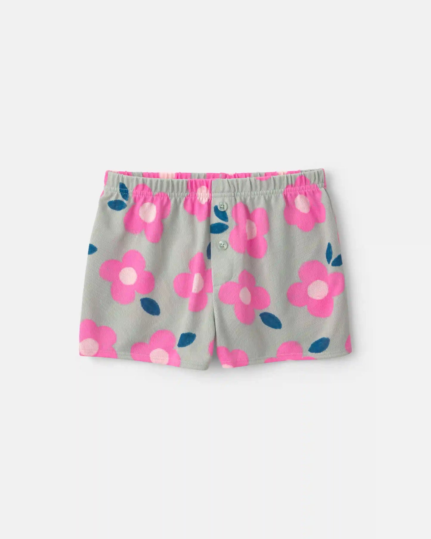 Girls Floral Loose Fit 3-Piece Pajama Set - Pink