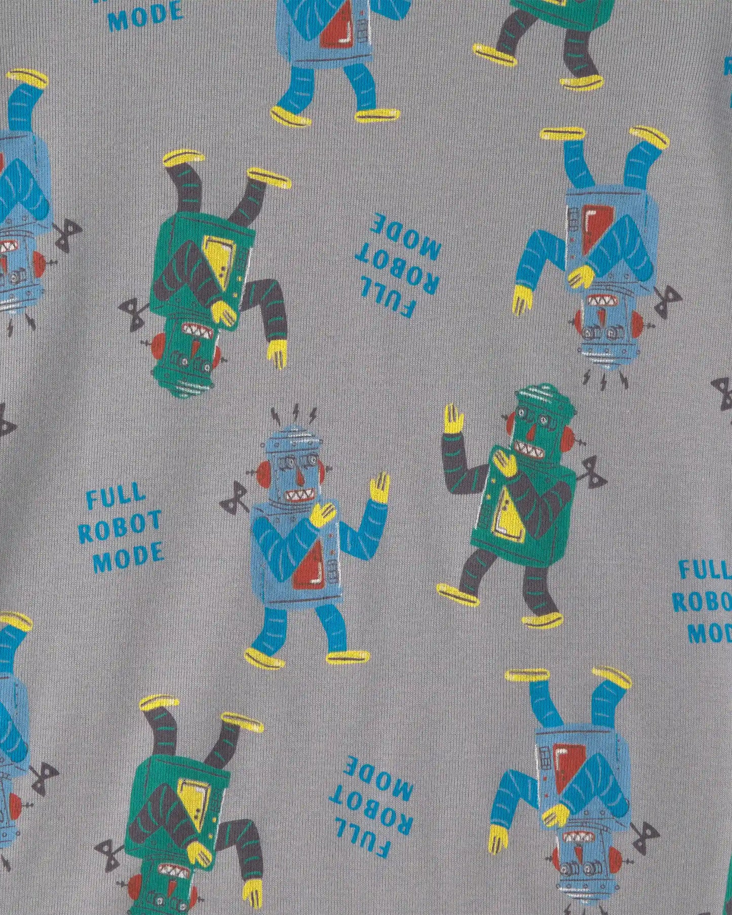 Boys 'Monster vs. Robot Dance Battle' 100% Cotton 4-Piece Pajama Set - Grey