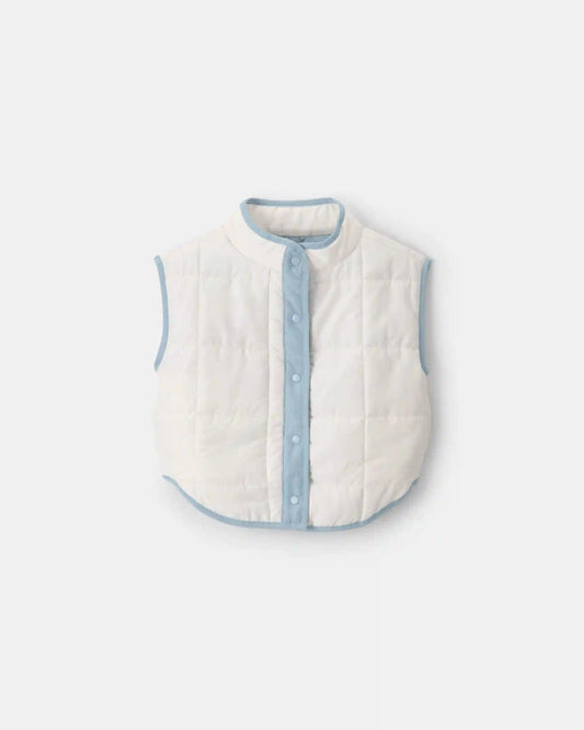 Girls Puffer Vest - White/Blue