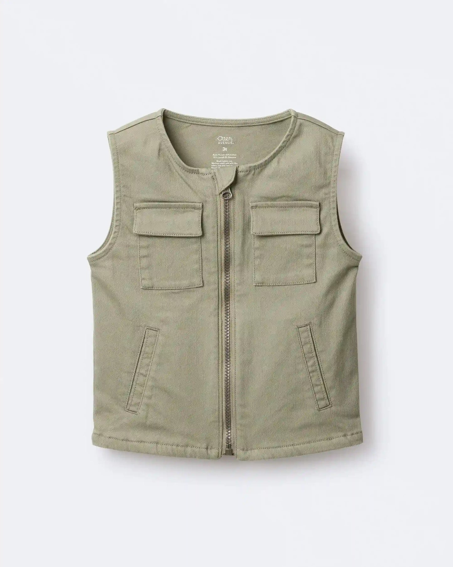 Toddler Zip-Up Vest - Olive